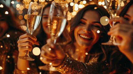 Sparkling Celebration: Friends Toast to Joy and New Beginnings