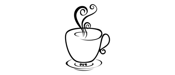Illustration of hot coffee - cup coffee line art