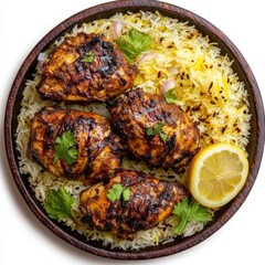 Pakistani Chicken Alfaham with Cumin Rice Middle Eastern dish