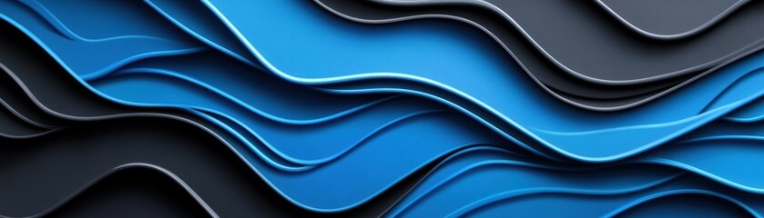 Fototapeta premium Abstract 3d blue wave background with dynamic fluid motion and depth effects