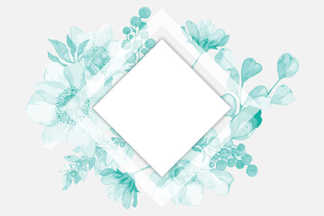 Delicate Watercolor Flower Background in Mint Green