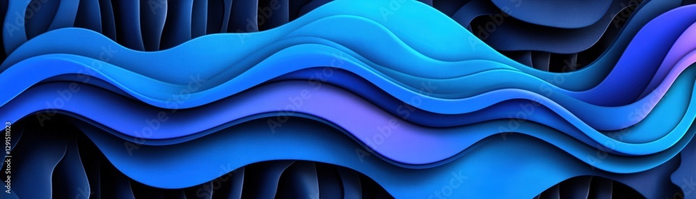 Poster blue wave pattern on black background creating an abstract design suitable for digital art and backg