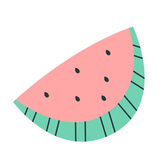Watermelon slice in flat style isolated on white background. Summer vector clipart.