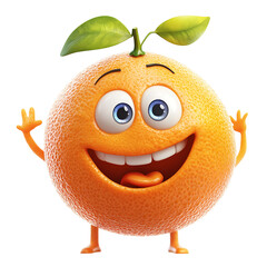 tangerine cartoon isolated on white background full depth of field 
