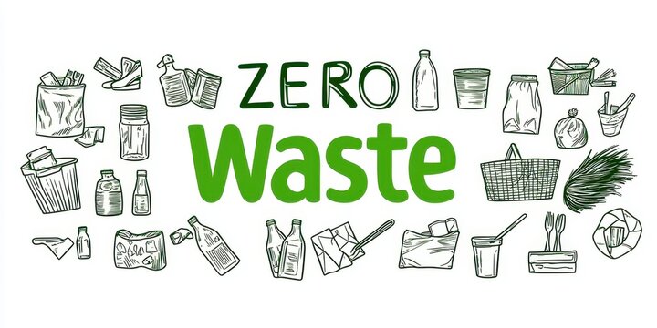 Eco-Friendly Sustainability Zero Waste & Conservation. Promoting a zero waste lifestyle with eco-friendly illustrations and a bold green message.