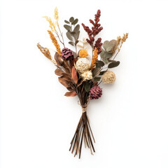 decorative dried flower bouquet featuring rich colors and textures, perfect for home decor or special occasions. This arrangement showcases various dried plants and flowers
