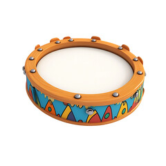 Obraz premium tambourine cartoon isolated on white background full depth of field 