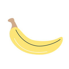 Banana in flat style isolated on white background. Summer vector clipart.