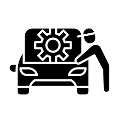 Car maintenance icon in glyph style