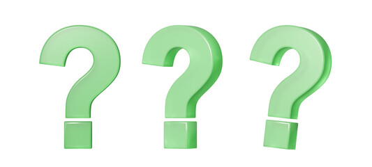 Light green question mark shape cutout with different angle variations	
