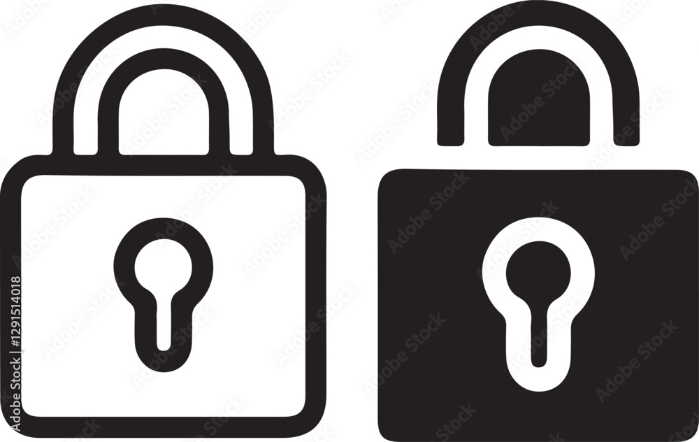 Poster security locke vector icon. locker icon in flat filled and outline stroke line art.