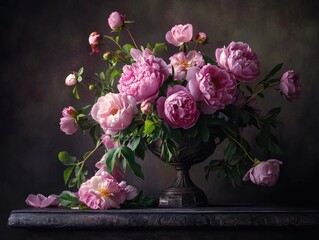 Delicate Pink Peonies in Vase