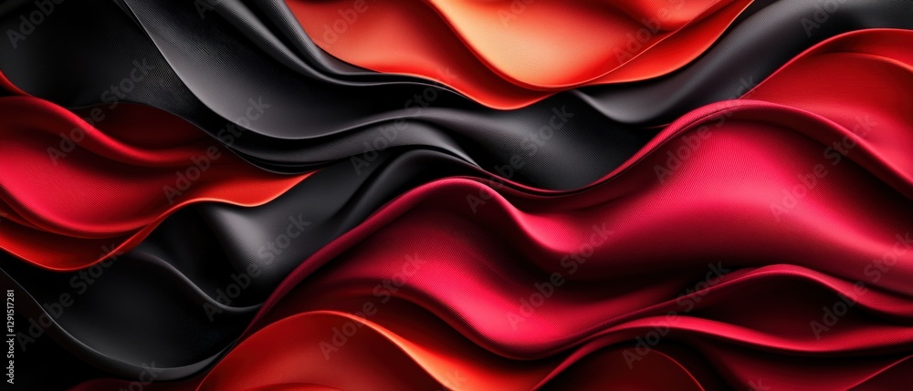 Poster abstract red and black wavy background design with smooth flowing lines and gradients