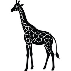 Naklejka premium Giraffe shilhouette,vector black color silhouette on a white background