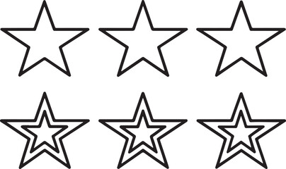 Star vector illustration icons set. Dubble star icon in flat outline and editable stroke line art.