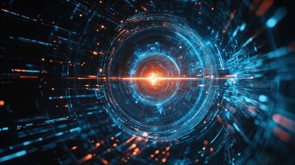 Fototapeta premium Quantum computing security, encrypted data visualization, cybersecurity AI, futuristic defense system,