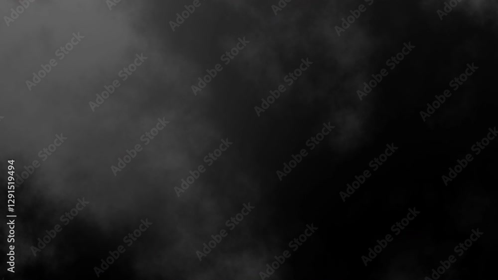 Poster white fog smoke overlay on black background. black loop background