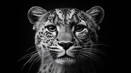 Obraz premium Majestic leopard staring intently wildlife photography studio setting close-up perspective nature's power