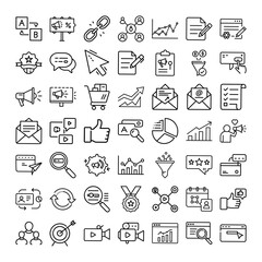 Digital Marketing Icons Strategy, Analytics, SEO, and Social Media