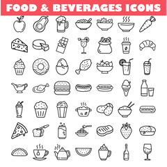 Extensive Food and Beverage Icons Diverse Culinary Collection