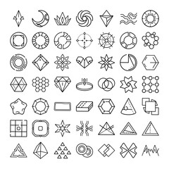 Geometric Shapes, Line Art Icons, Minimalist Design Elements, Abstract Symbols, Vector Graphics