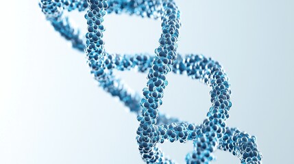 Complex structure of DNA showcasing double helix design with blue spheres representing nucleotides against a light background