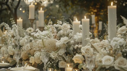 Romantic Candlelit Wedding Table Setting