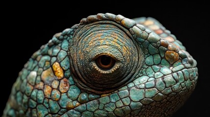 Fototapeta premium Intriguing close-up of a colorful chameleon nature wildlife photography macro environment artistic perspective