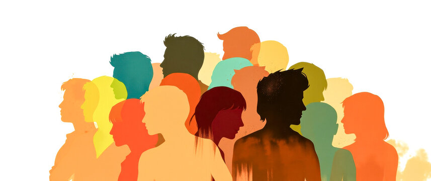 colorful silhouettes of a diverse group of people