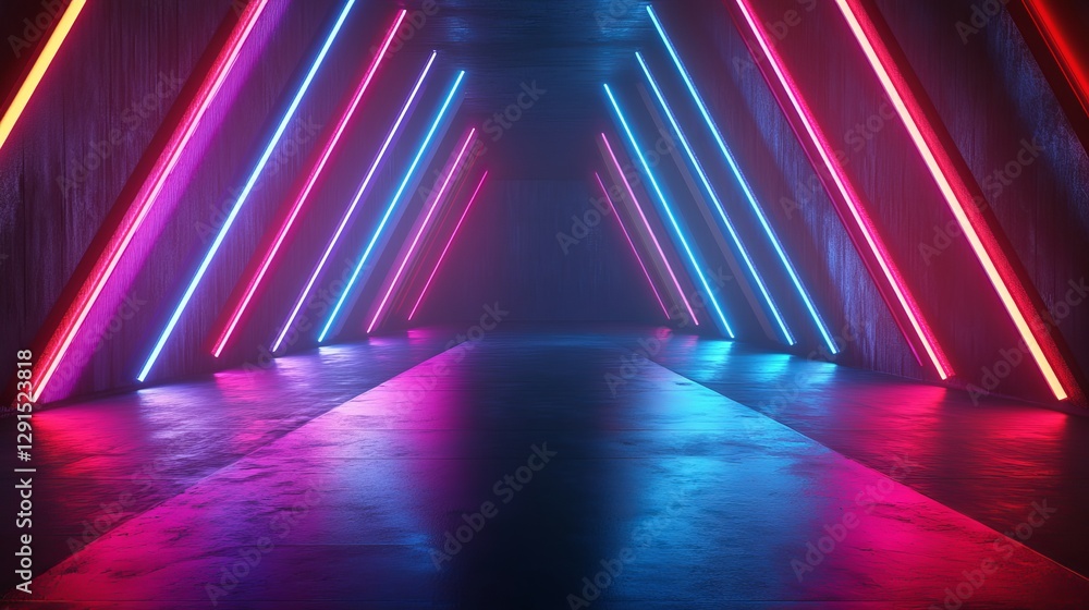 Poster 3d technology abstract neon light background with an empty scene spotlight effects and a cyber futur