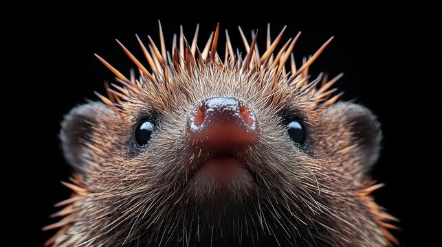 Close-up of a hedgehog in darkness nature photography wild environment intriguing viewpoint