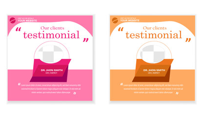 Set of client review and feedback social media post design customer feedback testimonial social post web banner template with square size . modern and creative layout. colorful layout.