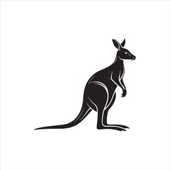 Cute kangaroo silhouette, vector illustration design on a white background. 