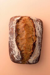 Rustic loaf with cracked crust, showcasing golden-brown interior