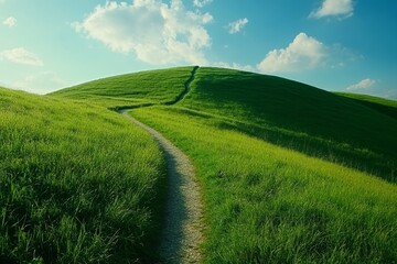 Obraz premium Stunning italian tuscany landscape featuring lush green hills and a serene pathway in springtime