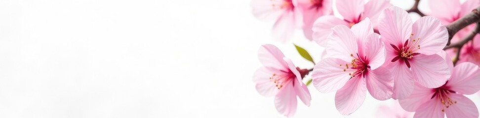 Naklejka premium Soft pink sakura petals unfolding on white background, white background, sakura blooming
