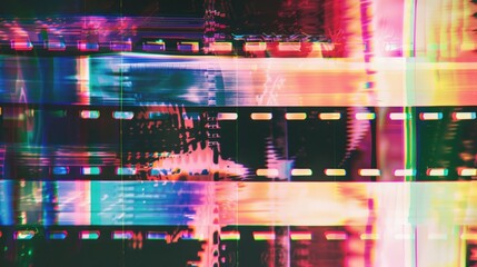 Abstract colorful film glitch with vibrant colors and digital distortion for creative modern background