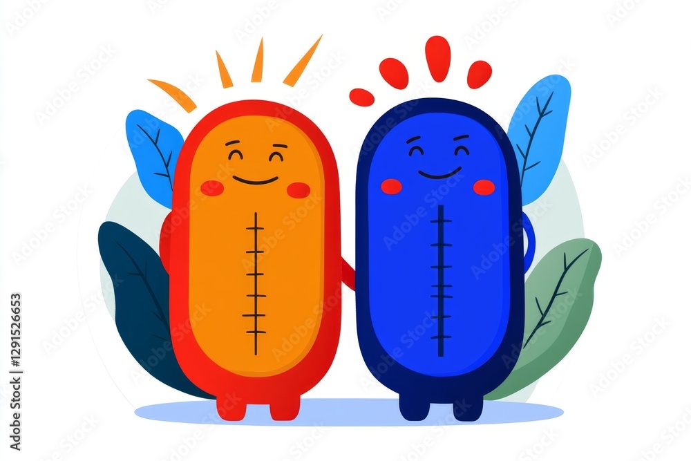Poster thermometer emotional scale difference icon face emotion happy normal and angry vector illustration 