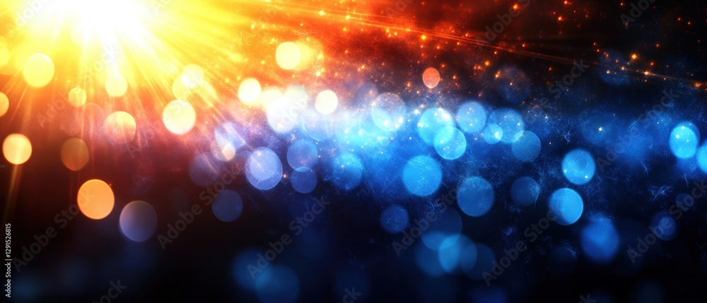 Poster bright light illuminating a dark background creating a striking contrast in a photographic image