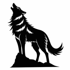 Fierce Snarling Wolf Head with Detailed Fur in Tribal Style, High Contrast