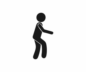 A black silhouette icon of a person walking, suitable for use in a variety of contexts.