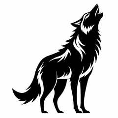 Fierce Snarling Wolf Head with Detailed Fur in Tribal Style, High Contrast