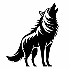 Fierce Snarling Wolf Head with Detailed Fur in Tribal Style, High Contrast
