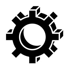 Gear 3d icon in glyph style