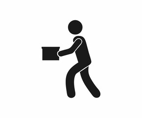 Person Carrying a Box - Simple Icon