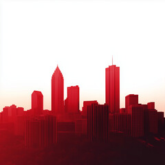 Fototapeta premium 4K PNG of Atlanta, Georgia Skyline in Red, Isolated on Transparent Background