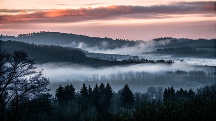 Fototapeta premium Misty Valley Sunrise