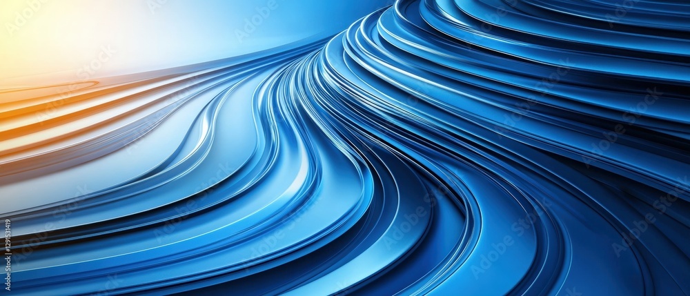 Poster abstract blue background with curved lines and soft gradients creating a modern digital design