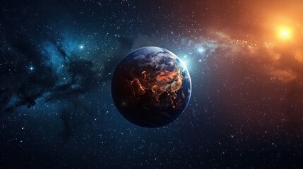 Obraz premium Earth from Space: A Majestic View of Our Planet Against the Cosmic Backdrop