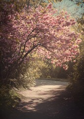 Naklejka premium Vibrant Springtime Scene with Green Meadow and Blue Sky